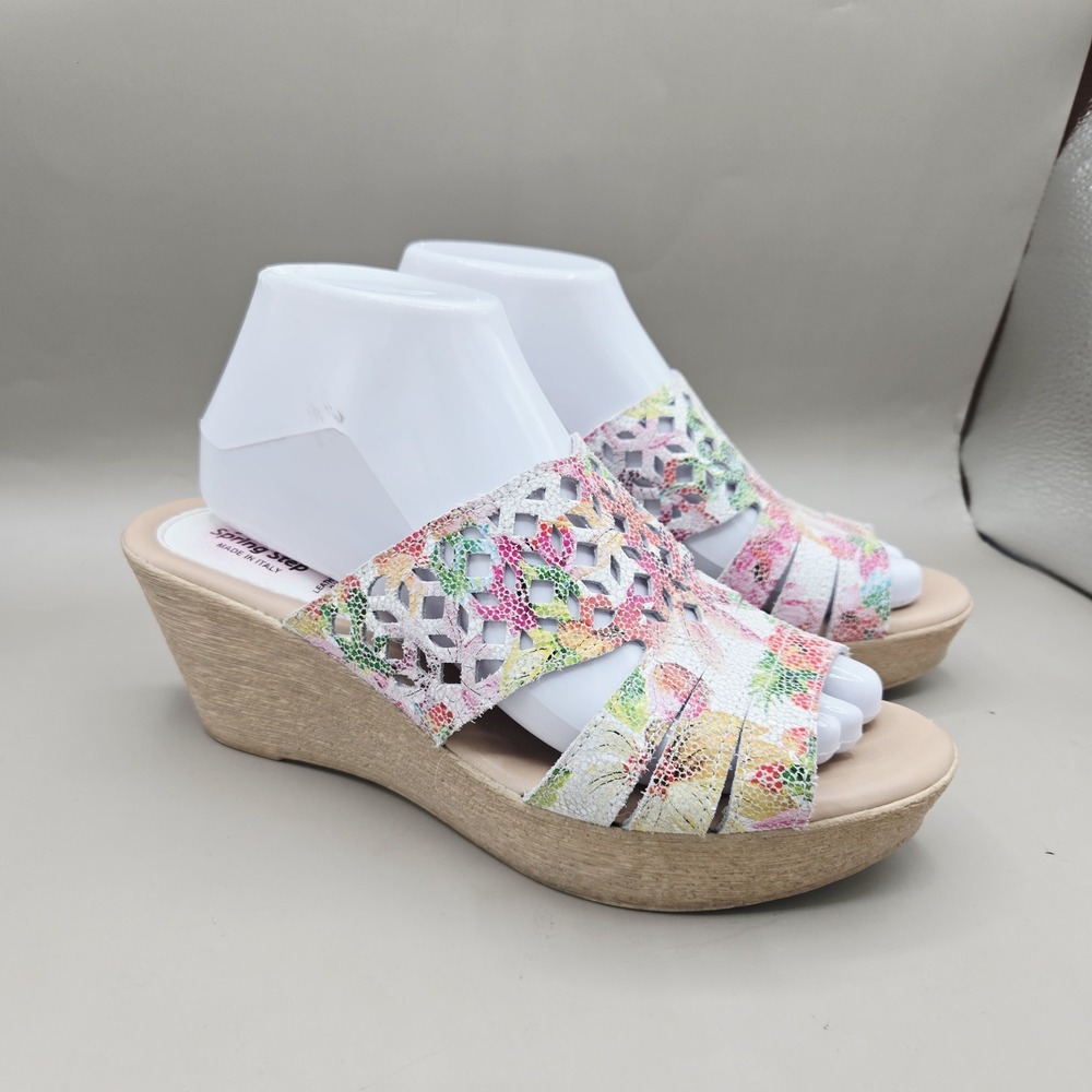 Spring Step Viniko Floral Cutout Wedge Slides Womens Sz‎ 9 M